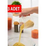 ( 3 Adet ) 400 ml Kulplu Şeffaf Plastik Ölçek Kabı - Beher Ölçü Kabı - Çok Amaçlı Ölçek