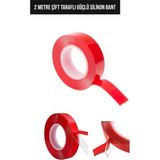 ( 3 Adet )Çift Taraflı Silikonlu 2 Metre Şeffaf Bant 10 mm X2M Su Geçirmez Süper Güçlü Montaj Band Akrilik