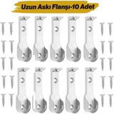 ( 5 Çift ) Uzun Askı Flanşı Dolap Boru Sabitleme Kıyafet Elbise Askı Flanş Aparatı Krom 70 mm - 1