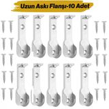 ( 5 Çift) Uzun Askı Flanşı Dolap Boru Sabitleme Kıyafet Elbise Askı Flanş Aparatı Krom 70 Mm