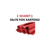 ( 50 Adet ) 50X70 cm Kırmızı Renkli Fon Kartonu Rulo Canlı Renk Büyük Boy Anaokulu Kreş Okul