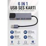 | 6 İn 1 Usb Harici Ses Kartı,Ent 5.1 Ve 7.1 Kanal, Spdıf Optik Giriş Çıkış, Mikrofon Line In Front Rear Center Bass, Usb 2.0, 32/44/48Khz, Ae