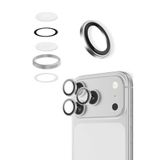 % 99.99 Gerçek Safir Titanyum Kasa iPhone 17 Pro / 17 Pro Max Uyumlu Kamera Lens Koruyucu, AR, Gümüş