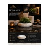 🌿 Bitkitürk El Yapımı Beton Dekoratif Kase Saksı – 25 cm Premium Tasarım | Çok Amaçlı Modern Salon Dekoru