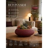 🌺 Bitkitürk El Yapımı Bordo Beton Saksı – Modern Sukulent, Bonsai ve Kaktüs Saksısı 19X8 cm