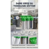 | Daire Tipi Tesisat ve Beyaz Eşya Koruyucu Su Filtresi - 3'lü Kireç Önleyici Merkezi Temizleme Sistemi