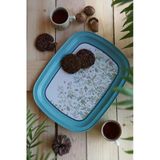 -EE171-9F Botanica Blue Desenli Oval Tepsi 24X31 cm (Botanica Blue)