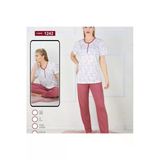 - Ev Hali Pijama- Çiçek Desenli Pijama Takımı Pembe- M Beden