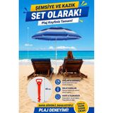 ☀️🏖️ Exent 160 cm Eğilebilir Plaj Şemsiyesi + Ayarlanabilir Şemsiye Kazığı Seti-Lacivert-Kalın - Çok Renkli