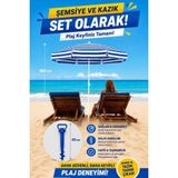 ☀️🏖️ Exent 160 cm Eğilebilir Plaj Şemsiyesi + Ayarlanabilir Şemsiye Kazığı Seti-Mavı - Çok Renkli