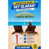 ☀️🏖️ Exent 160 cm Eğilebilir Plaj Şemsiyesi + Ayarlanabilir Şemsiye Kazığı Seti-Yeşil - Çok Renkli