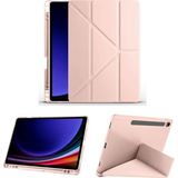 - Galaxy Tab S9 / Tab S9 Fe ile Uyumlu Kılıf Kalem Bölmeli Standlı Yumuşak Kapak SM-X710-SM-X510 - Pembe - Option-1 - Altın