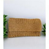* Hasır El Yapımı Astarlı Clutch Çanta, Hasır Kağıt Ip Örgü Portföy Çanta, Plaj Çantası, Handmade - Açık Camel
