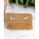 * Hasır El Yapımı Astarlı Clutch Çanta, Hasır Kağıt Ip Örgü Portföy Çanta, Plaj Çantası, Handmade - Camel