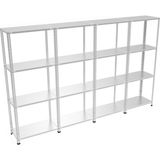 ® Her bölme 150 Kg taşır 4 Katlı 4 Lü Bitişik Çelik Galvaniz Arşiv Depo Rafı 43x75x100