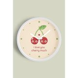 '' I Love You, Cherry Much '' Yazıllı Modern Tasarım Duvar Saati - 25cm - Önü Camlı Beyaz Kasa, JH0381S25BKP