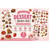 🍓 Kawaii Dessert Sticker Seti Çilek Tatlı Temalı Özel Kesim Laptop Defter Journal Planner Telefon Sticker Seti - 00-Beyaz