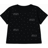 👕 Kız Çocuk Tişörtü – Mın Mın Taşlı Desen - Siyah - 7 - 8 Yaş