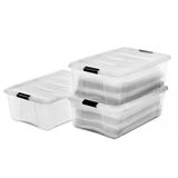 , Kutular, Plastik Saklama Düzenleyici, 3'Lü Paket, 3 X 30 L, Sabit, Klipsler, İstiflenebilir, Çok Amaçlı, Oturma Odası, Yatak Odası, Ofis, Kulübe - Ddntb-30 - Şeffaf