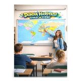 🌍 Laminasyonlu Dünya Haritası (Siyasi & Fiziki) – Çift Taraflı, Dayanıklı, Eğitici