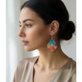 ? Lazer Kesim 316L Çelik Filigran Küpe (Renk Geçişli) - Bohem Ve Şık Tasarım ?