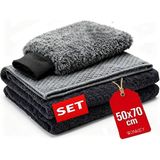 - Mikrofiber Oto Yıkama Temizleme Seti | Araç Kurulama Havlusu + Otomobil Cam Bezi + Araba Yıkama Eldiveni Paketi, Profesyonel Araç Bakım Seti (3'lü Set)