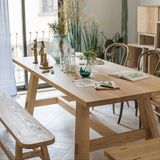 -MİLDA- Ahşap Doğal Kütük Yemek / Toplantı / Çalışma Masası - 80 x 140