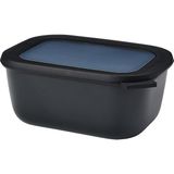 - Multi Bowl Cirqula Rectangular - Kapaklı Saklama Kabı - Buzdolabı Için Hava Geçirmez Saklama Kutusu, Mikrodalga Fırın Kabı ve Saklama Kabı Olarak Uygundur - 1500 ml - Nordic Black