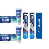 Oral-B 3D White Hafif Nane Diş Macunu 2 x 75 ML + Clinic Line Ortodontik 35 Diş Fırçası 2'li