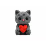 ?❤️? Örgü Dokulu Dekoratif Kalpli Kedi Figürü Modern Masa Süsü Ev Ofis Dekoru Kitaplık Dekorasyon Vitrin