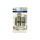 | Ortak Anahtarlı Bilyalı Tuzaklı 2'li Set Kilit Göbeği, Mandallı - Mandalsız Set, Çelik Kapı Göbeği (68 Mm, Nikel) - Antrasit - Option-1