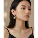 ? Premium Gold-Gümüş Renk 316L Çelik Kalp Zinciri Sallantılı Halka Küpe – Parlak Gold & Gümüş Ahenk