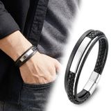 💎 Premium İsim Yazılabilir Deri Çelik Plaka Bileklik – Gümüş 31834B28D7 - 20 cm