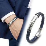 ? Premium İsim Yazılabilir Mavi Siyah Deri Ve Beyaz Titanyum Kilit Bileklik 31833B15d6 - 20 Cm