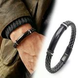 ? Premium İsim Yazılabilir Siyah Beyaz Deri Ve Siyah Titanyum Kilit Bileklik 31833B15d9 - 20 Cm