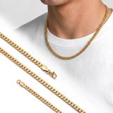 ? Premium Parlak Ve Şık Ezme Balık Sırtı Erkek Çelik Kolye 5X2mm 55Cm 3183Eck039 - Gold Renk