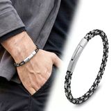 ? Premium Siyah&Beyaz Tekli 4Mm Kral Model Çelik Zincir Erkek Bileklik–Çelik Kilit 31835B2d10