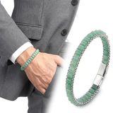 ? Premium Yeşil Aventurin Doğal Taşlı Hasır Örgü Zincirli Erkek Çelik Bileklik 31832B28d14 - 20 Cm