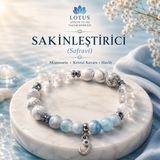 🌙 Sakinleştirici Doğal Taş Bileklik – Akuamarin, Kristal Kuvars & Havlit (Safravi) | Lotus Atölye ve İyi Yaşam Merkezi