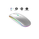 . Tab S10 Plus SM-X820 12.4" Tablet İçin RGB LED Işıklı Bluetooth+2.4Ghz Kablosuz Şarjlı Mouse Gri