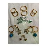 / Tiptop / Gold Renk 6'li Küpe - Gold Renk 6'li Halka Küpe Set
