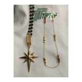 / TİPTOP / SİYAH BONCUKLU GOLD RENK KUTUP YILDIZI VE SİLVER ÇELİK KOLYE 2'Lİ SET TTT-000000105