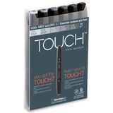 : Touch Twin Marker Çift Uçlu Markör Kalem Seti : 6 Renk (Warm Grey) - Karışık Renk