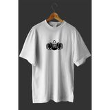 -Wed Gaz Maskesi Tasarım Baskılı Oversize T-Shirt ( Tişört ) - Beyaz