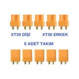 -xt30 Batarya Konnektör Dişi Erkek Takım Soket Lipo 5 Adet
