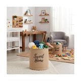 " " Yuvarlak Jüt Düzenleyici Sepet (Çap 32CM, Yükseklik 36CM) – Krem Renk Katlanabilir Kumaş Kulplu Organizer | Büyük Boy Oyuncak, Çamaşır, Battaniye ve Ev Tekstili Sepeti - 1 kg