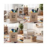 " " Yuvarlak Jüt Düzenleyici Sepet (Çap 32CM, Yükseklik 36CM) – Krem Renk Katlanabilir Kumaş Kulplu Organizer | Büyük Boy Oyuncak, Çamaşır, Battaniye ve Ev Tekstili Sepeti - Option-1 - 0 Siyah