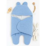 0-12 Ay Aralığı Peluş Welsoft Kumaş Kundak Bebek Battaniye - Mavi - 33 x 66