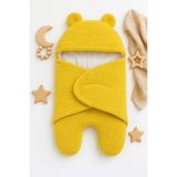 0-12 Ay Aralığı Peluş Welsoft Kumaş Kundak Bebek Battaniye - Sarı - 33 x 66