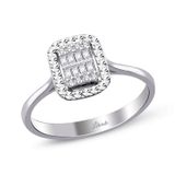 0.12 ct Modern Tasarım Baget Kare Tektaş Yüzük